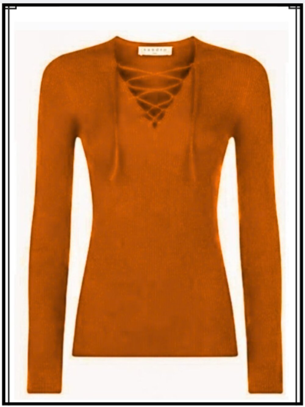 Sandro Paris Sacha Lace up Ribbed Knit Sweater